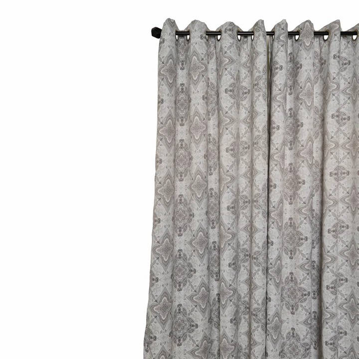 Printed Room Darkening Curtain, Grey, 84-in