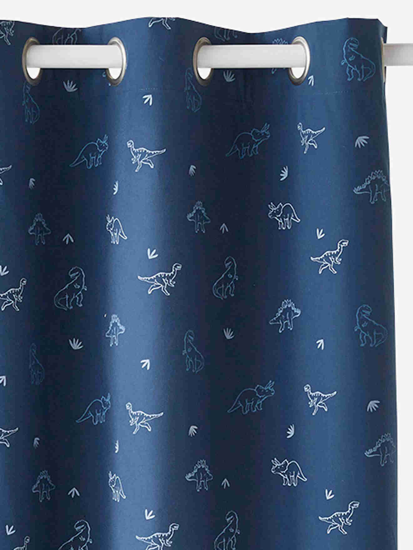 Glow-the-the-the Blackout Curtain, Dino-Blue/Print 135x180