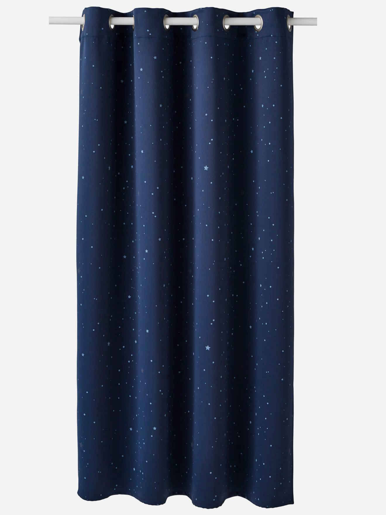 Glow-in-the-Dark Opaque Curtain - dark blue/print 135X180