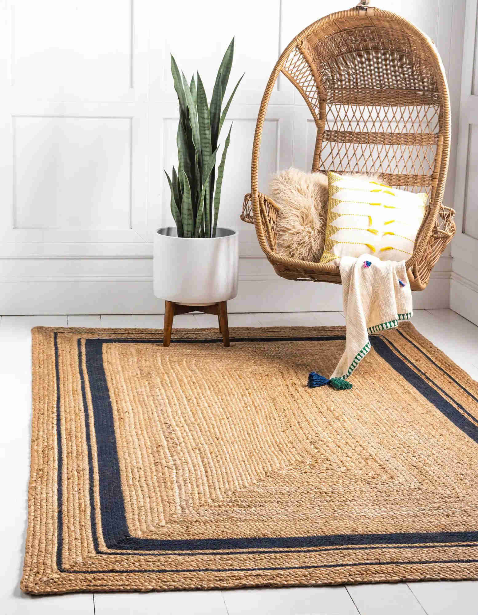 5' 1 x 8' Hand Braided Jute Rug