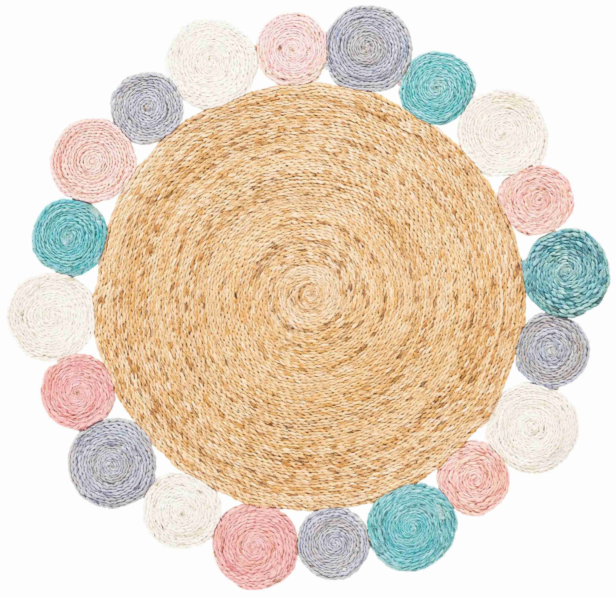 3 '1 x 3' 1 tapis rond de jute tressé à main