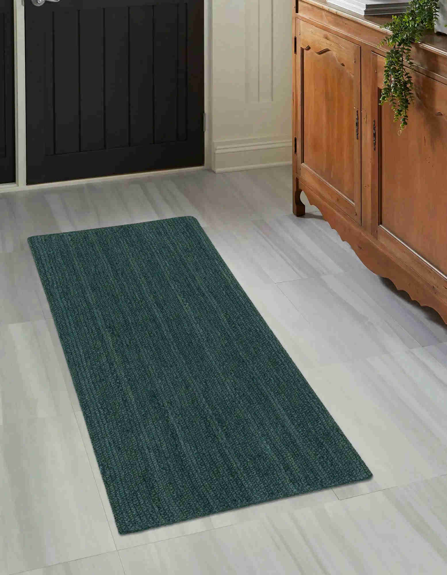 Tapis de coureur de jute de 2 '7 x 12' à main tressée