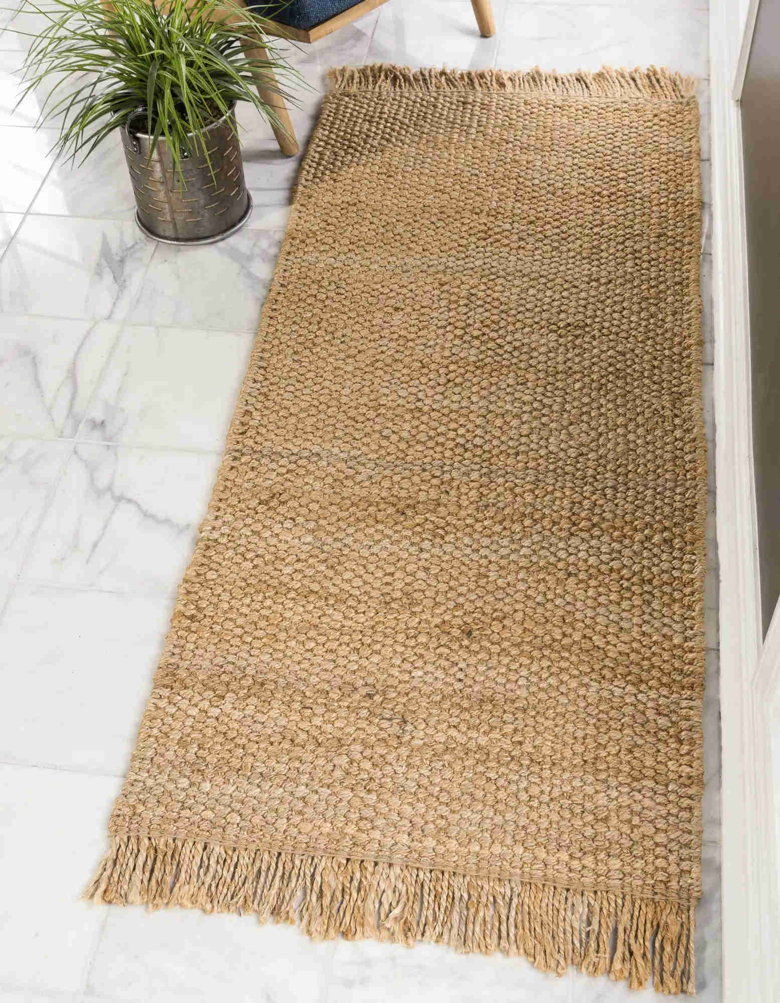 2 '7 x 6' 1 håndvævet chunky jute runner tæppe